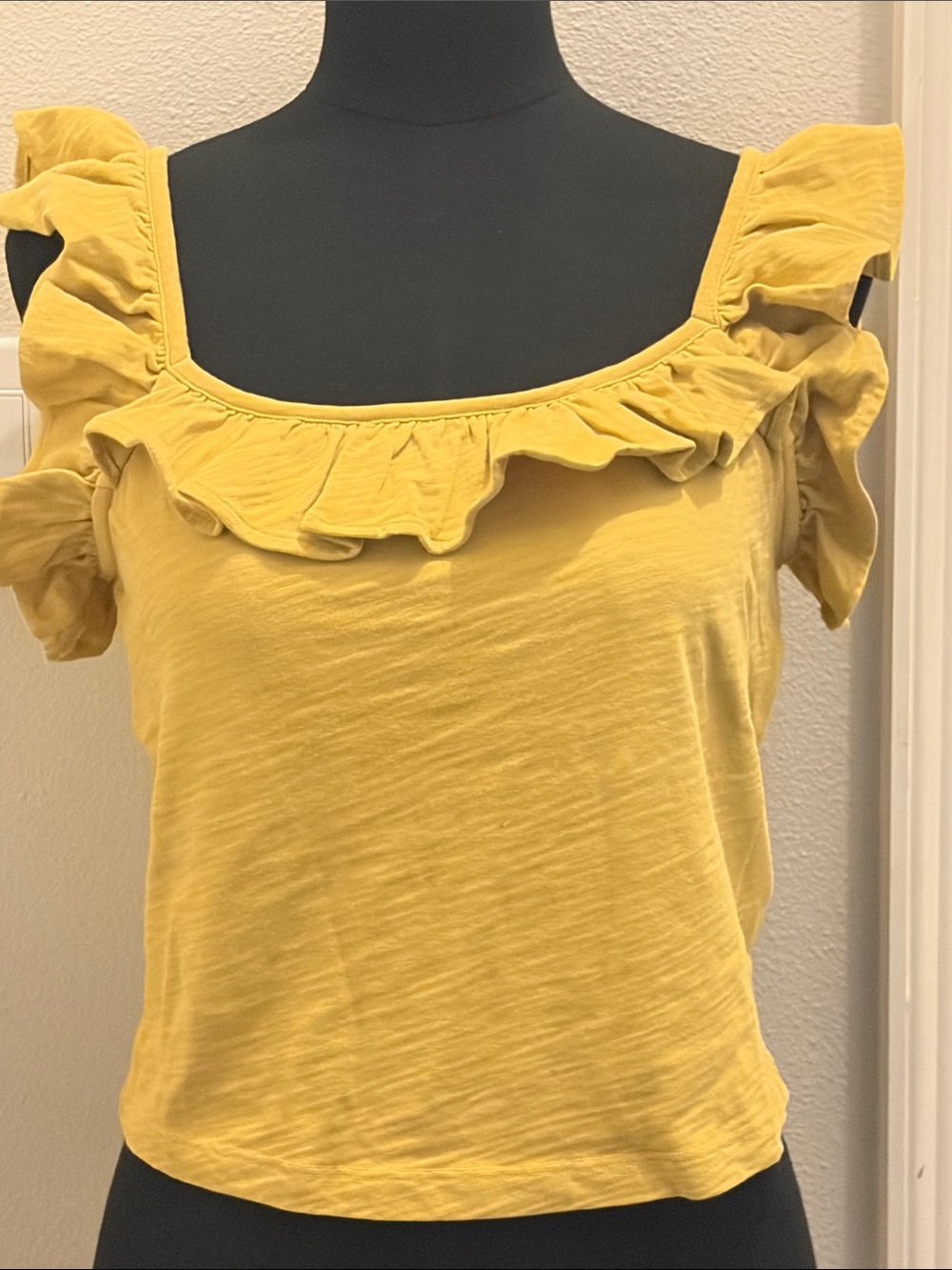 Nation LTD Ruffle Square-Neck Tank in Mustard New With Tags Medium